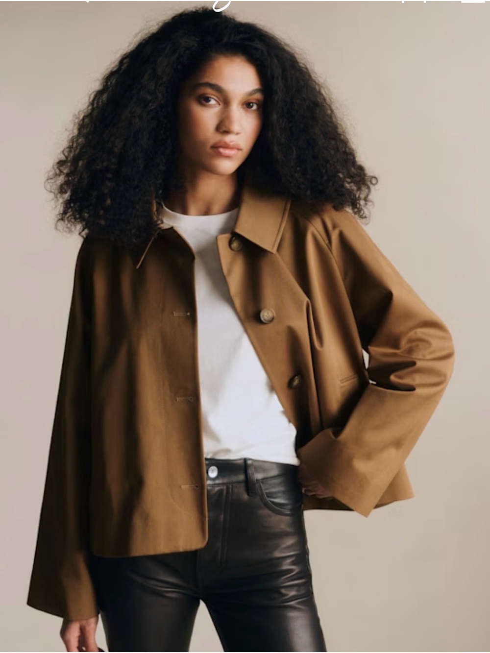 Sezane Short Trench Jacket in Camel